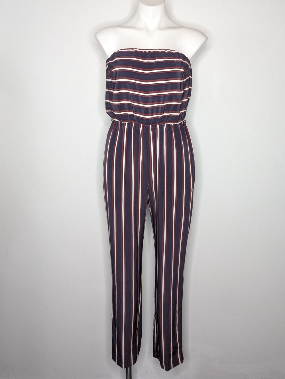 Express Red White Blue Striped Strapless Jumpsuit S